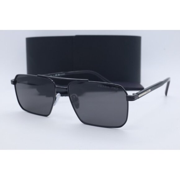 Prada SPR A57 1AB-5Z1 Aviator Black Sunglasses Gray Lenses 58mm main image 3